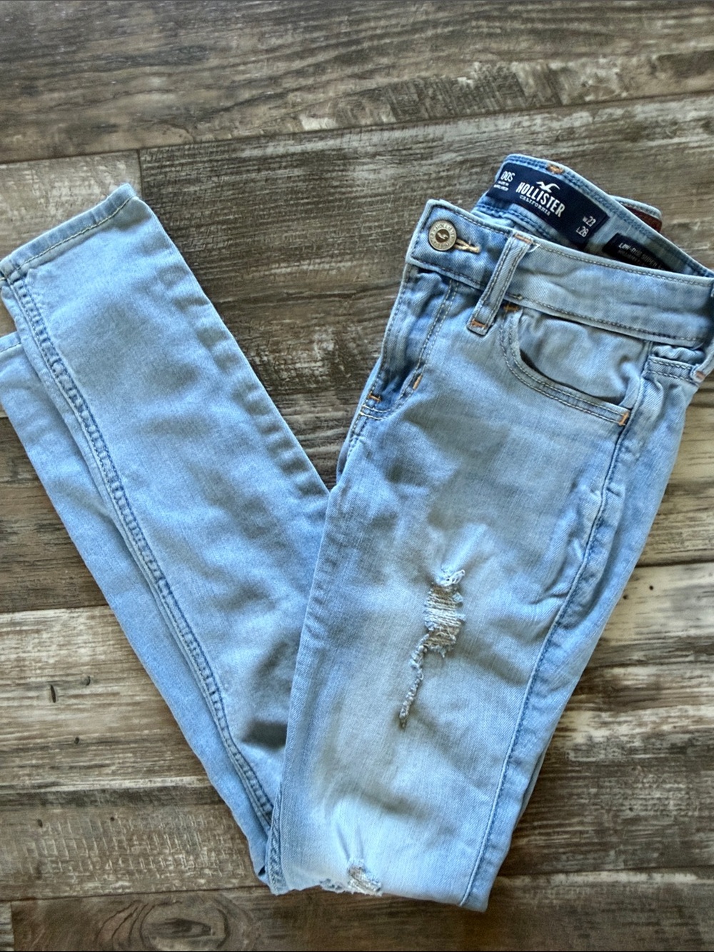 Hollister Light Blue Y2K Distressed Skinny Jeans Size 00s